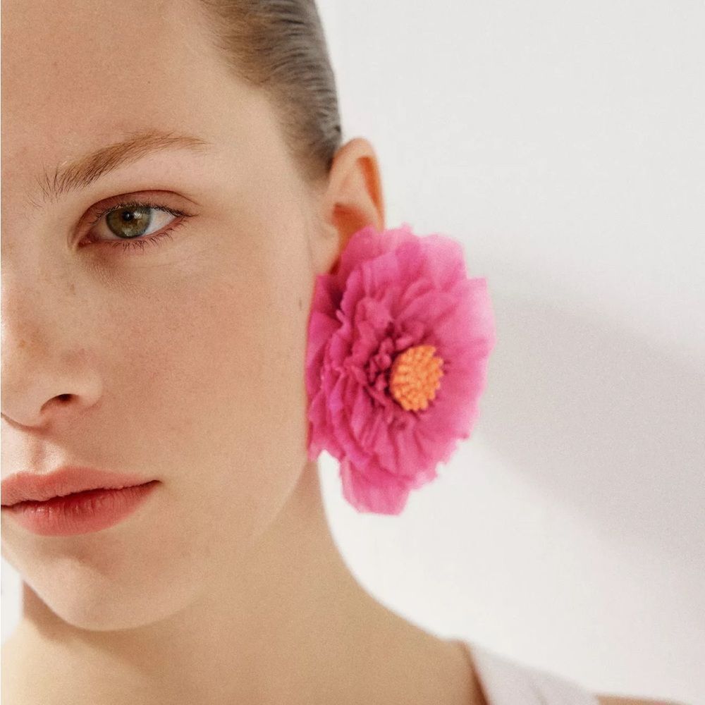 ZARA RAFFIA FLOWER EARRINGS